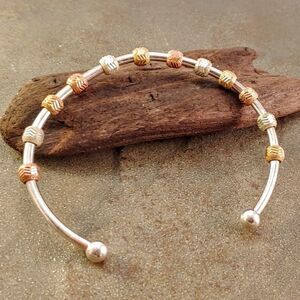 Sterling Silver Unisex Cuff Copper Brass Accents